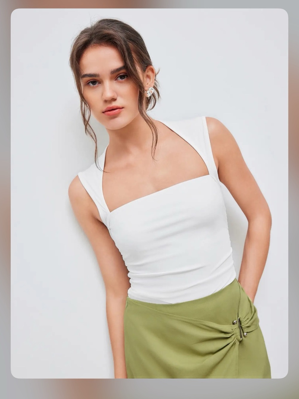 Cider White Square Neck Tank Top